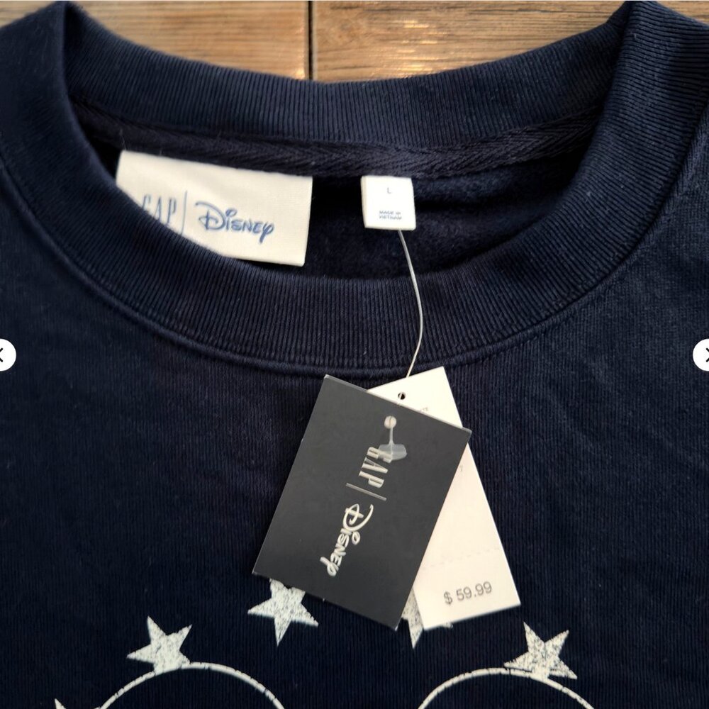 Gap x Disney Mickey Mouse USA Graphic Sweatshirt Navy Womens Large - Picture 2 of 6